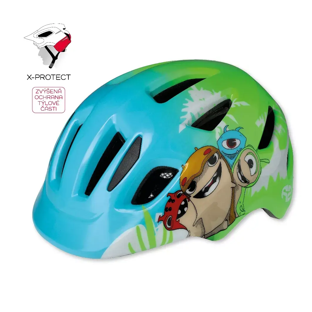 R2 Cyklistická prilba R2 PUMP svetlo modrá, neon zelená, mix XS:46-51cm