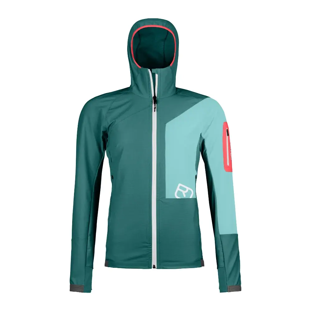 Dámska softshellová bunda Ortovox W's Berrino Hooded Jacket Pacific Green