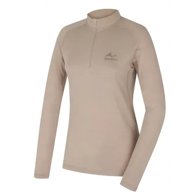 Dámske merino tričko Husky MEROW ZIP L beige, veľkosť