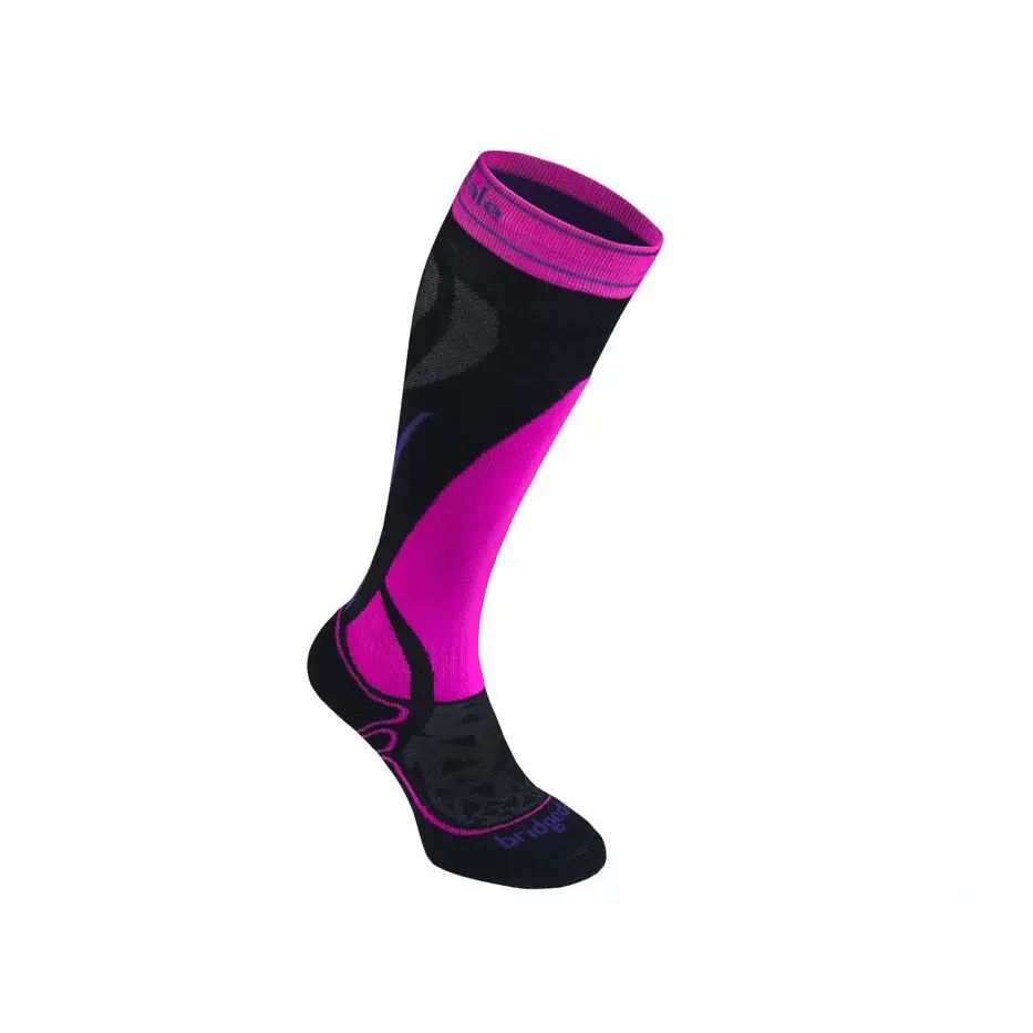 Bridgedale Dámske ponožky Bridgedale Ski Midweight black/fluro pink/077