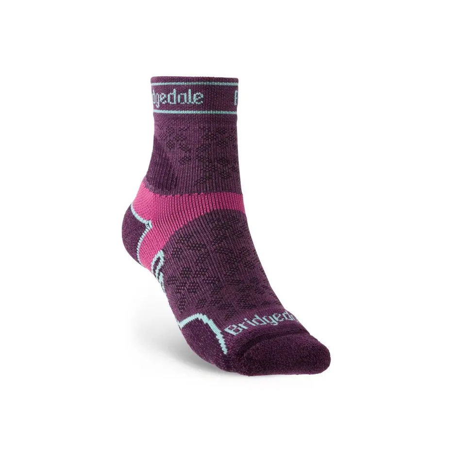 Bridgedale Dámske bežecké ponožky Bridgedale Trail Run LW T2 MS 3/4 Crew damson