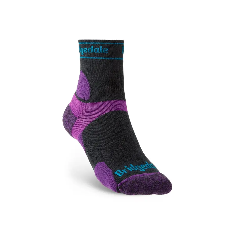 Bridgedale Dámske bežecké ponožky Bridgedale Trail Run UL T2 MS 3/4 Crew charcoal/purple