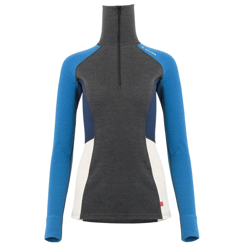 Dámske tričko Aclima WarmWool Polo Women marengo/corsai /beige mel./navyblazer