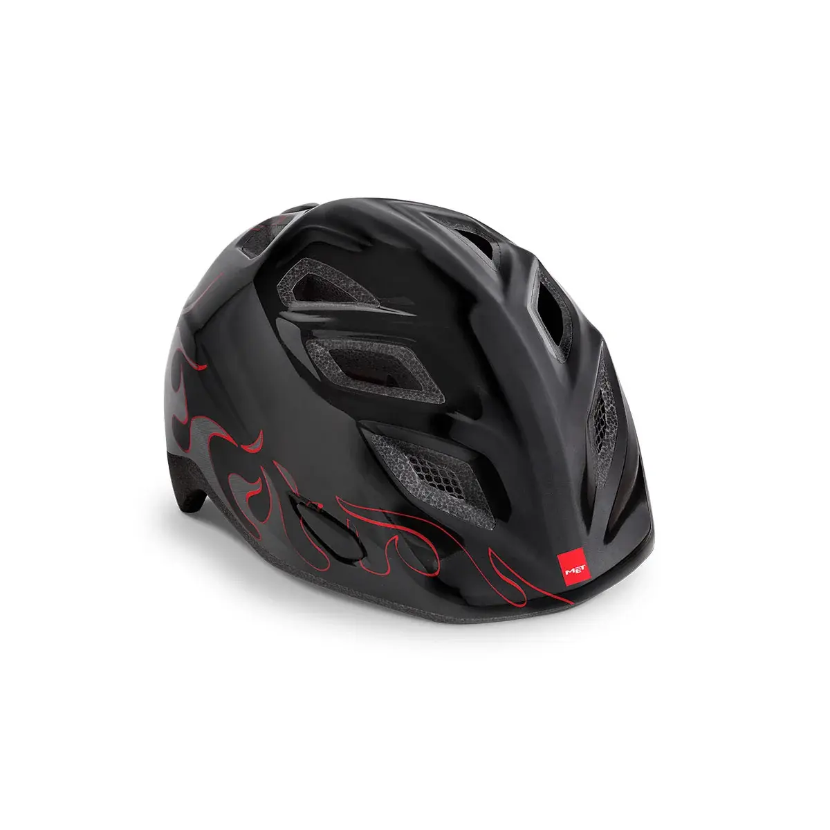 MET Detská cyklistická prilba MET Elfo plamene/čierna lesklá