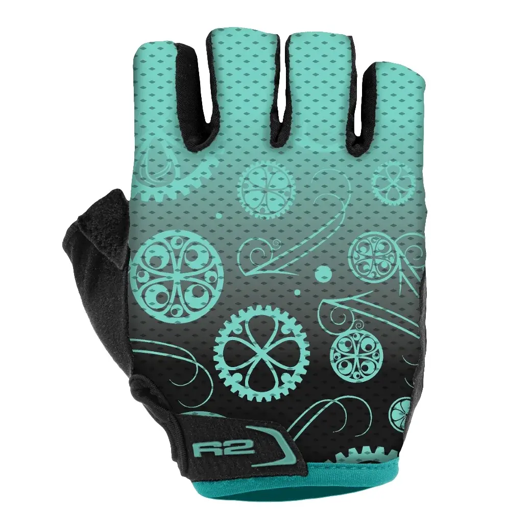 Detské cyklistické rukavice R2 Hoppy Mint zelená/čierna 8 - 10 let