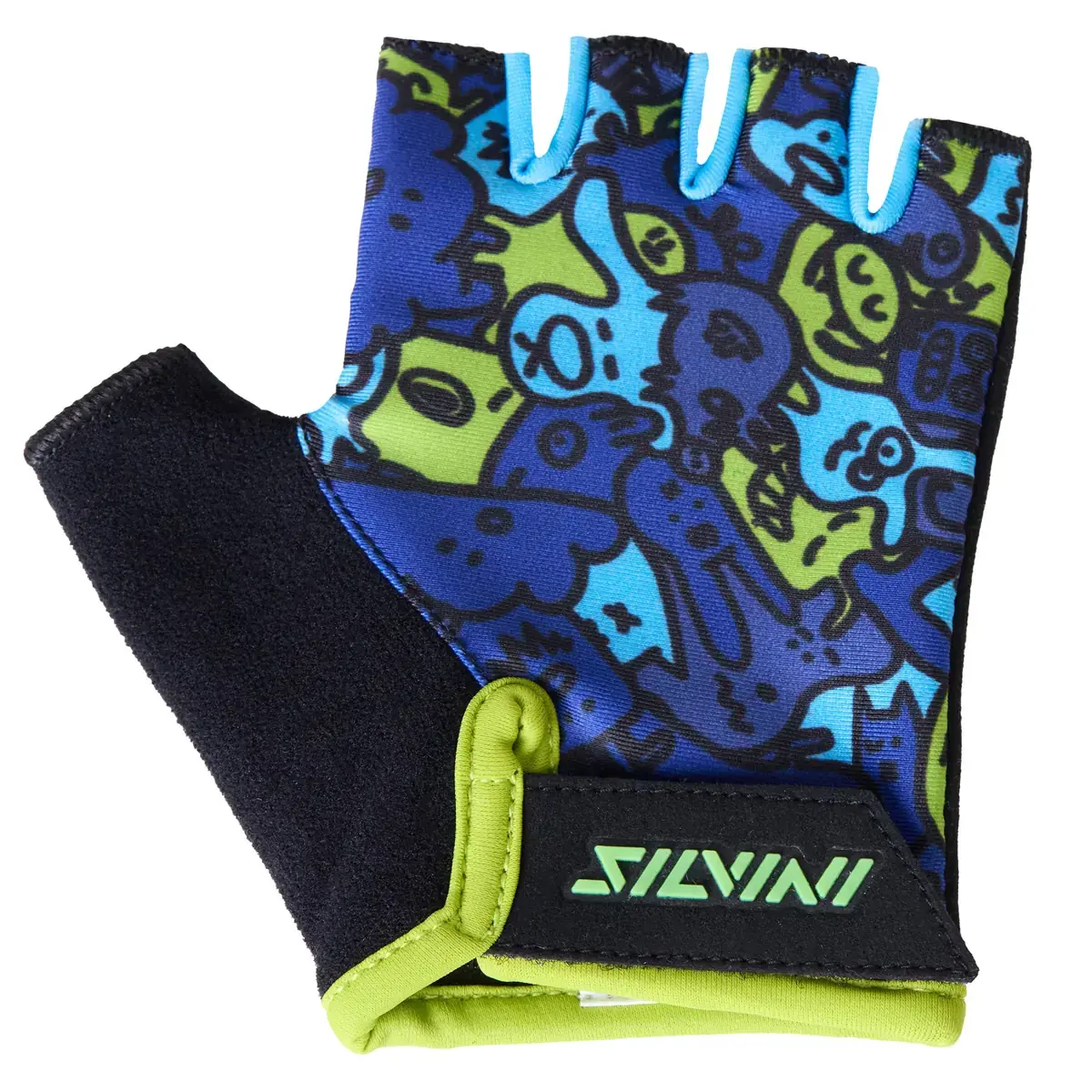 Silvini Detské cyklistické rukavice Silvini CA2425 Locri blue-neon