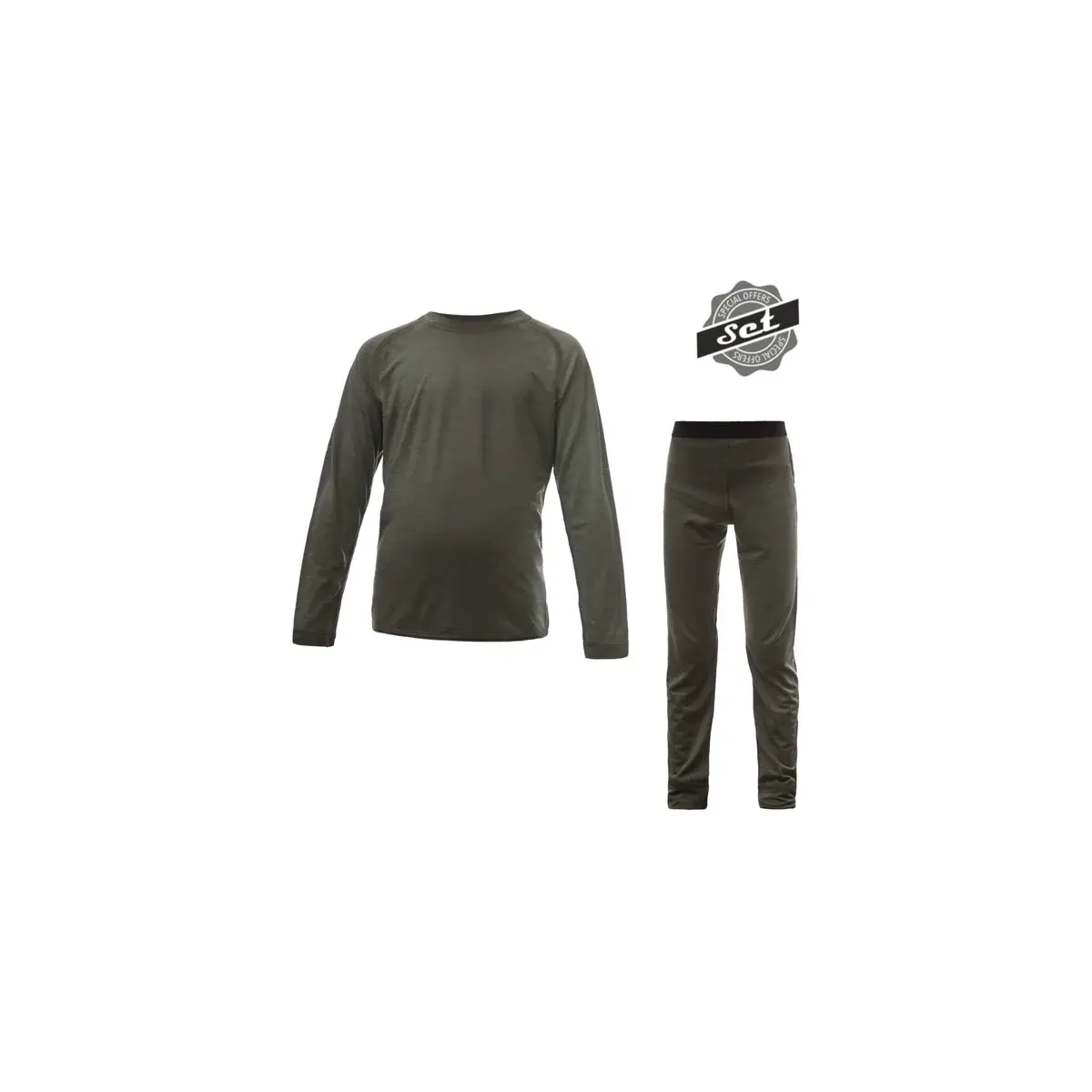 Sensor Detský merino set Sensor Merino Air tričko + spodky olive green