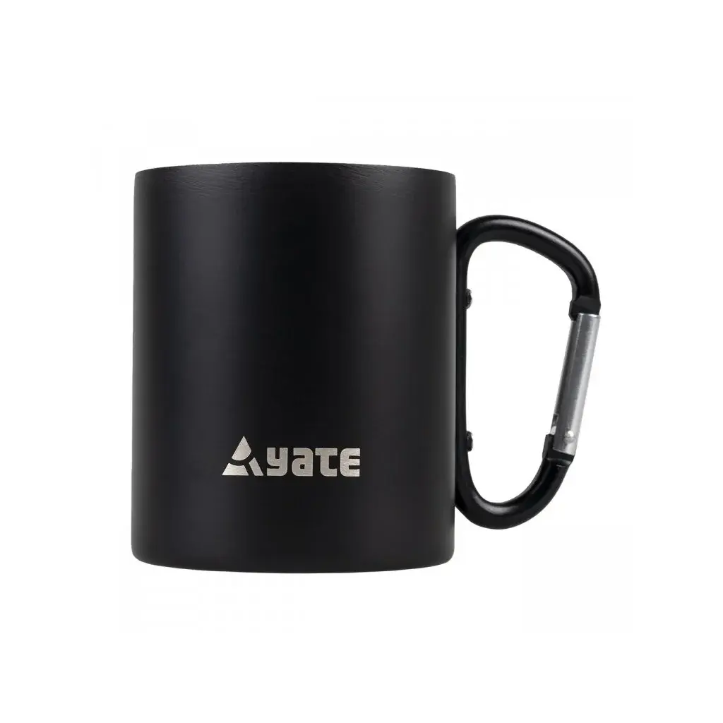 Yate Nerezový hrnček s karabínou Yate Color 300ml čierny