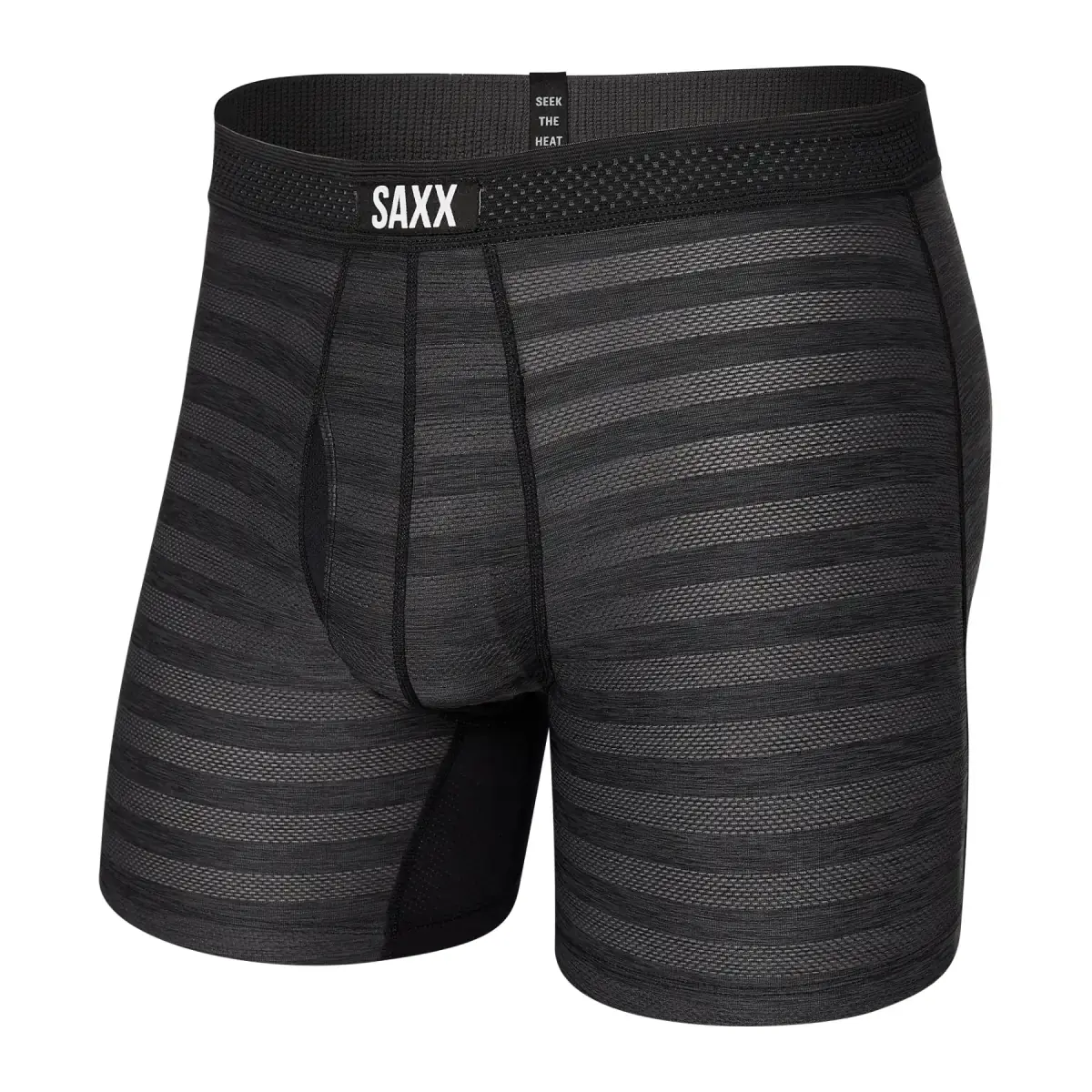 Pánske boxerky SAXX Droptemp Cooling Mesh Boxer Brief Fly Black Heather