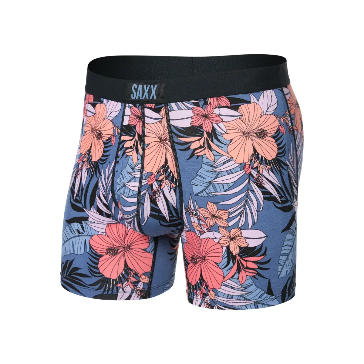 Pánske boxerky SAXX Ultra Super Soft Boxer Brief Fly Hibiscus Jungle-Blue