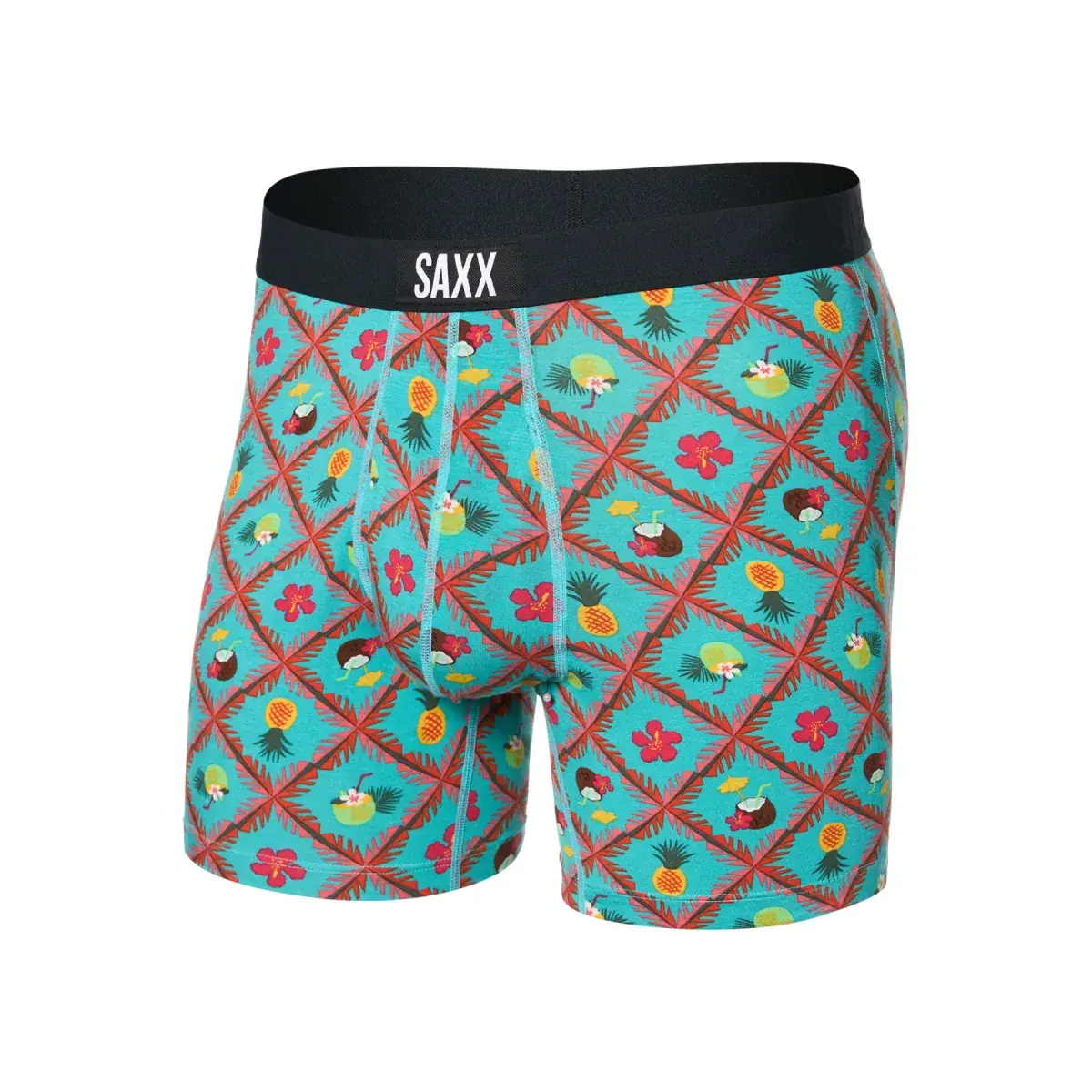 Pánske boxerky SAXX Ultra Super Soft Boxer Brief Fly Pina Colada Plaid-Aqua