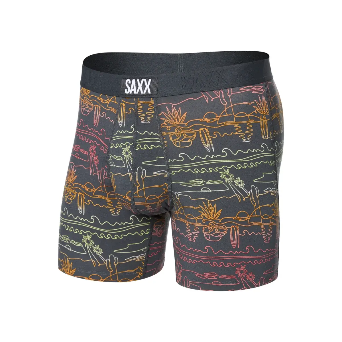 Pánske boxerky SAXX Ultra Super Soft Boxer Brief Fly Summer Roadtrip-Ebony