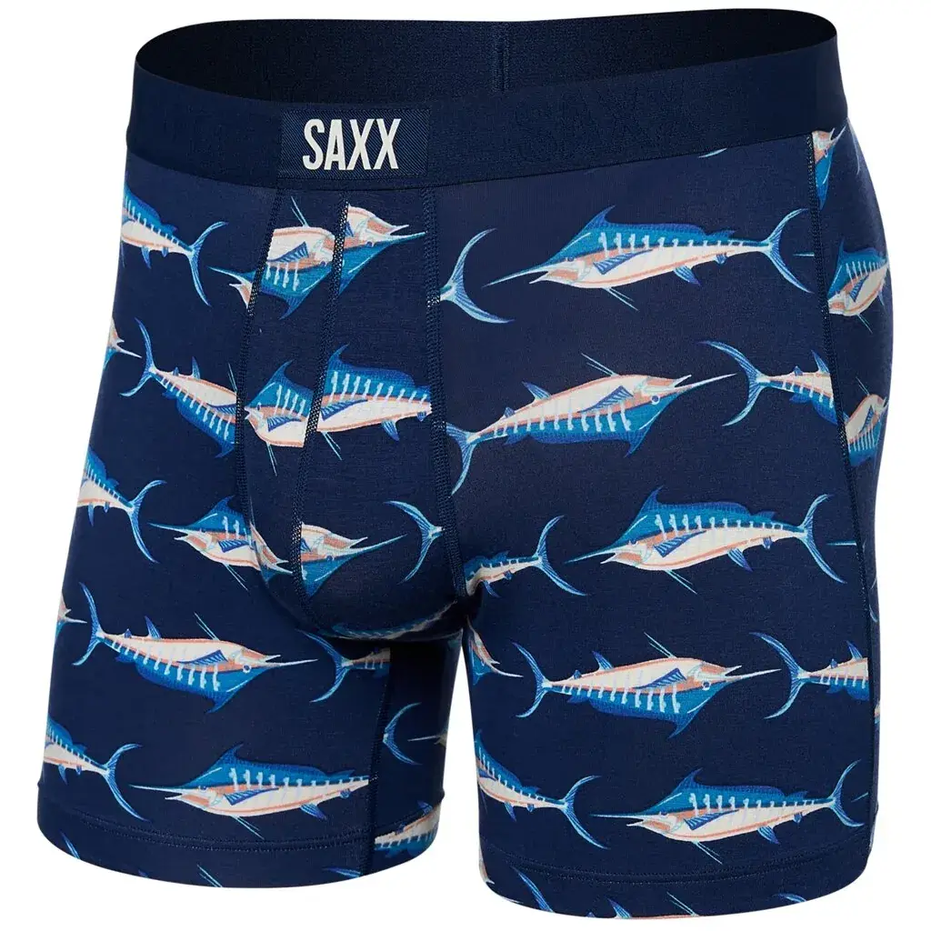 Pánske boxerky SAXX Vibe Super Soft Boxer Brief marlin matrix-midnight
