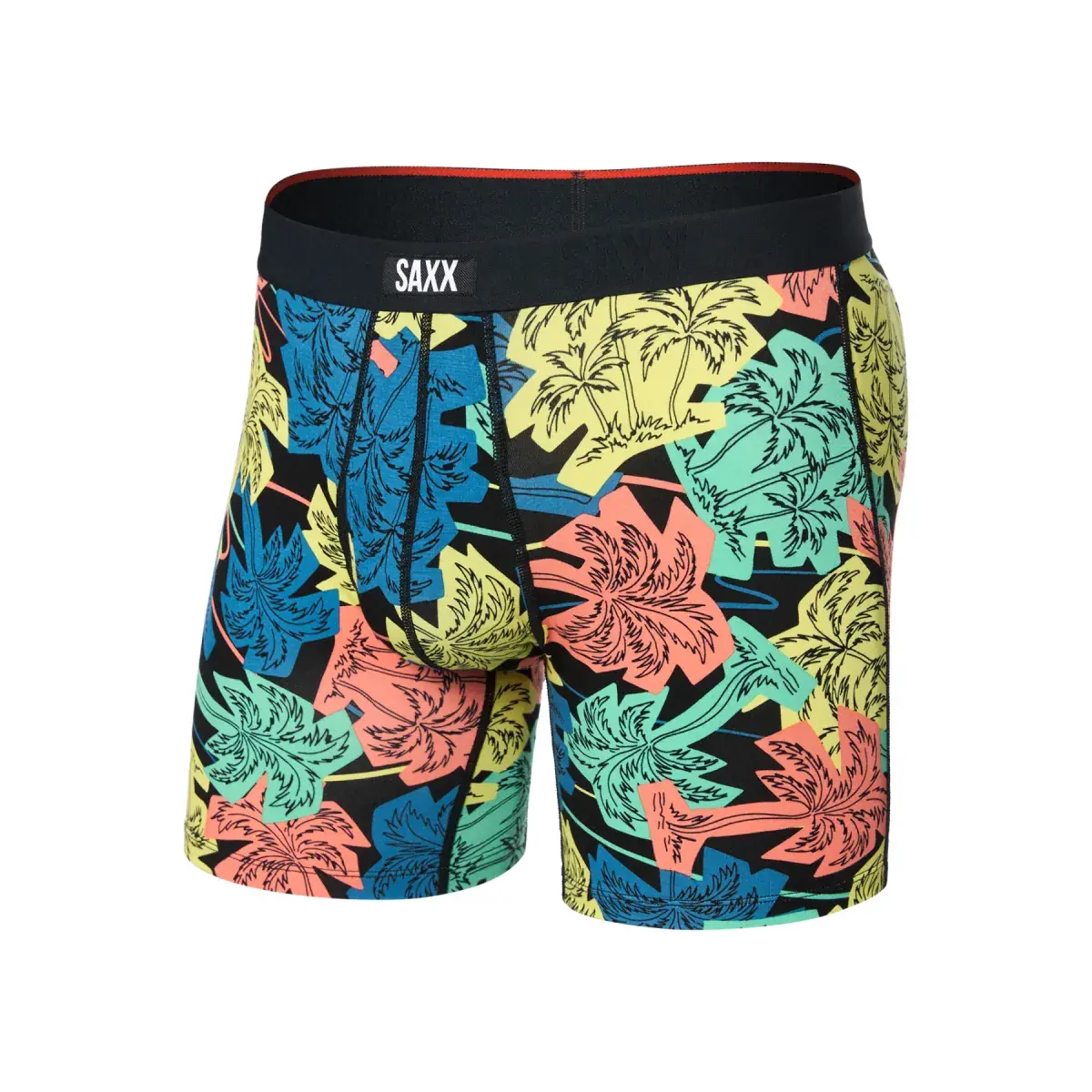 Pánske boxerky SAXX Vibe Xtra Boxer Brief Fly Palm Fun-Black