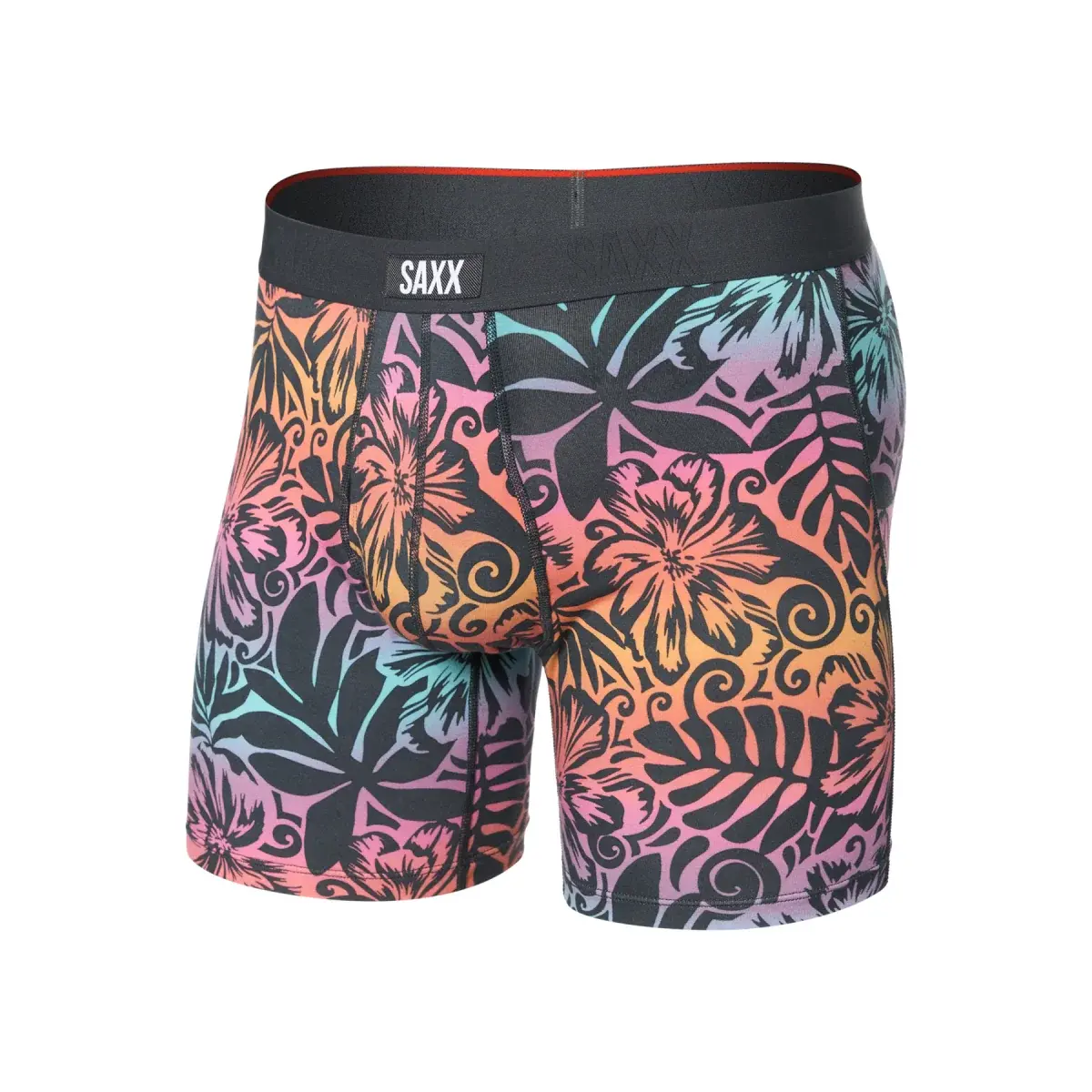 Pánske boxerky SAXX Vibe Xtra Boxer Brief Fly Surf Flowers-Ebony