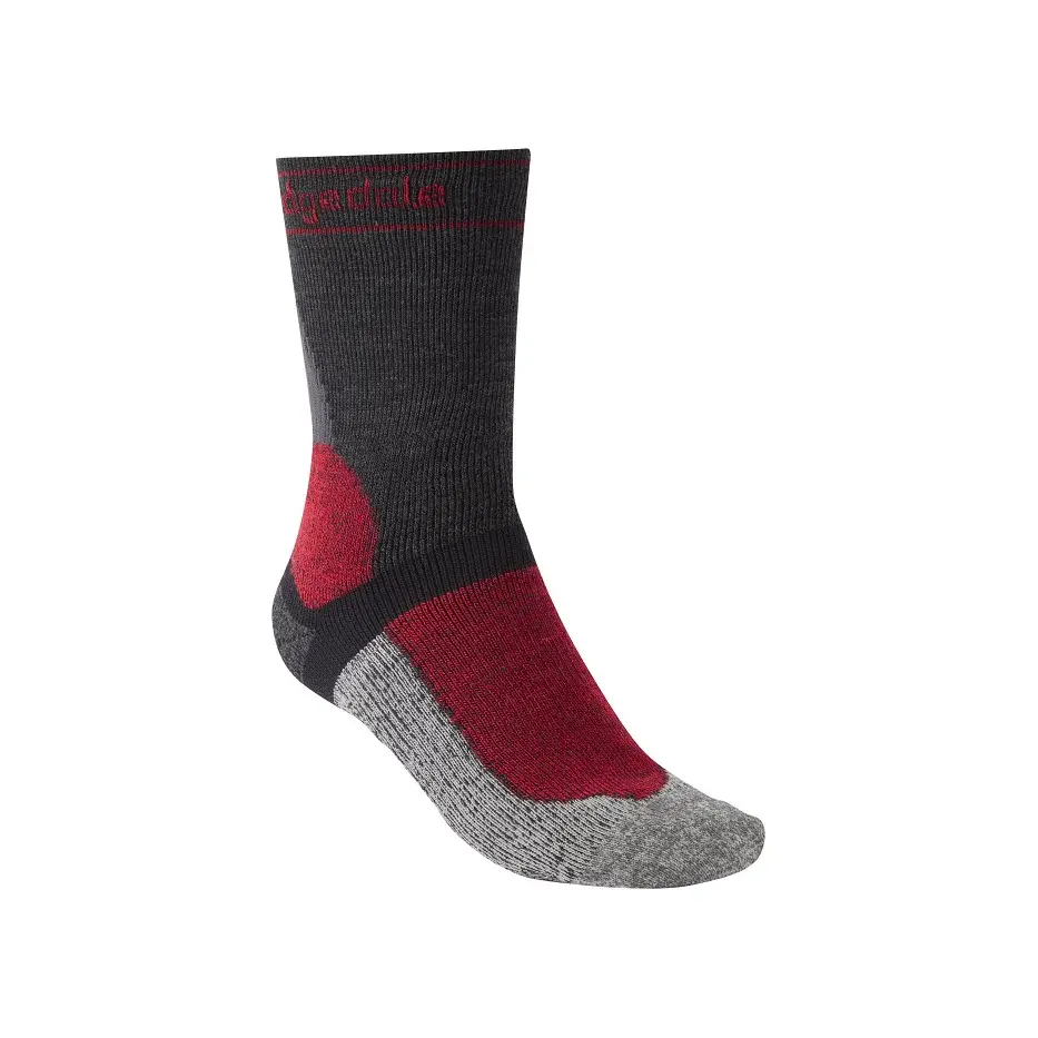Bridgedale Pánske cyklistické ponožky Bridgedale MTB winter Weight T2 Merino Sport Boot graphite/red