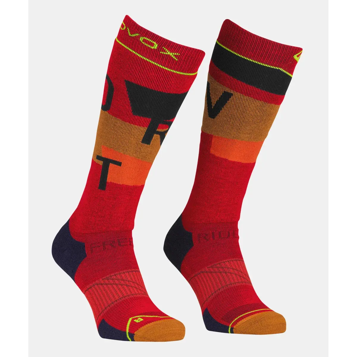Pánske lyžiarske ponožky Ortovox Free Ride Long Socks Cozy cengia rossa