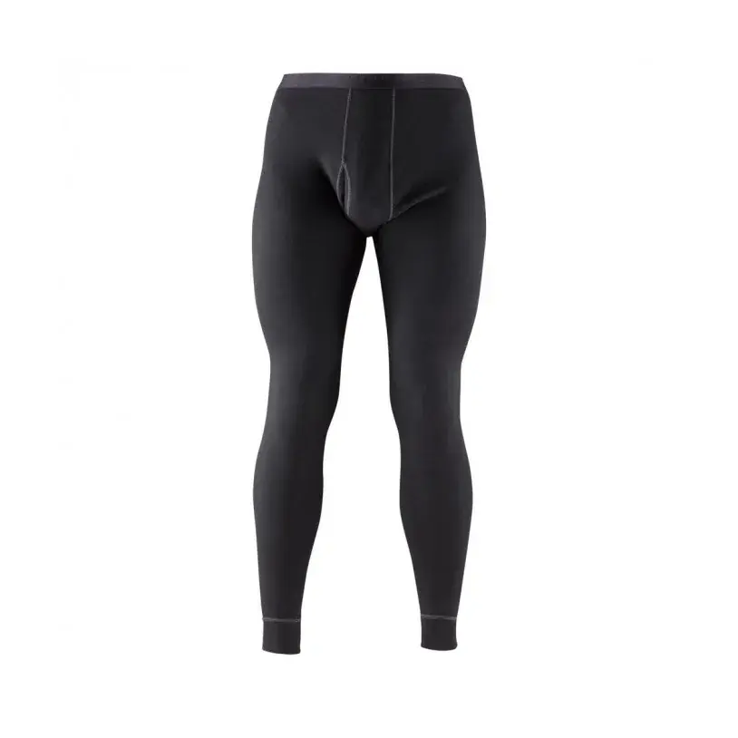 Pánske dvojvrstvové vlnené spodné nohavice Devold Expedition Man Long Johns W/Fly čierna