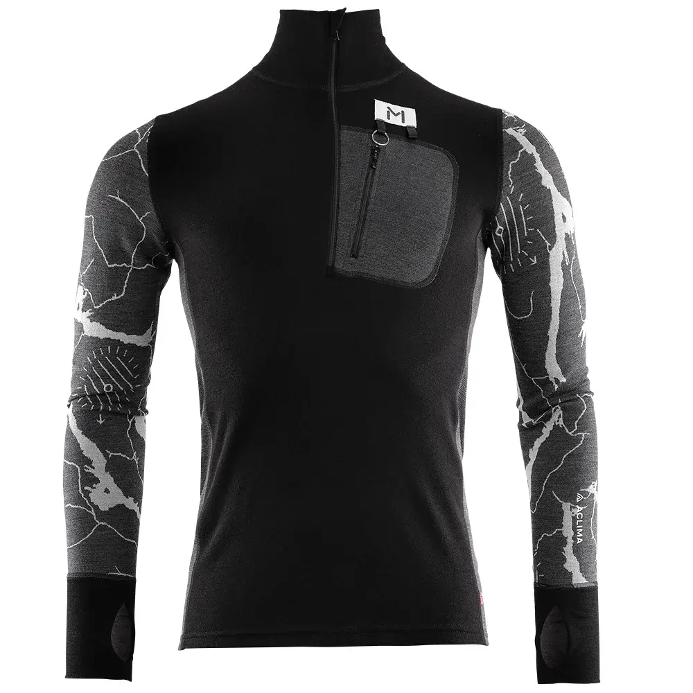 Pánske termotriko Aclima Lars Monsen Femunden Polo jet black/marengo/femunden dark