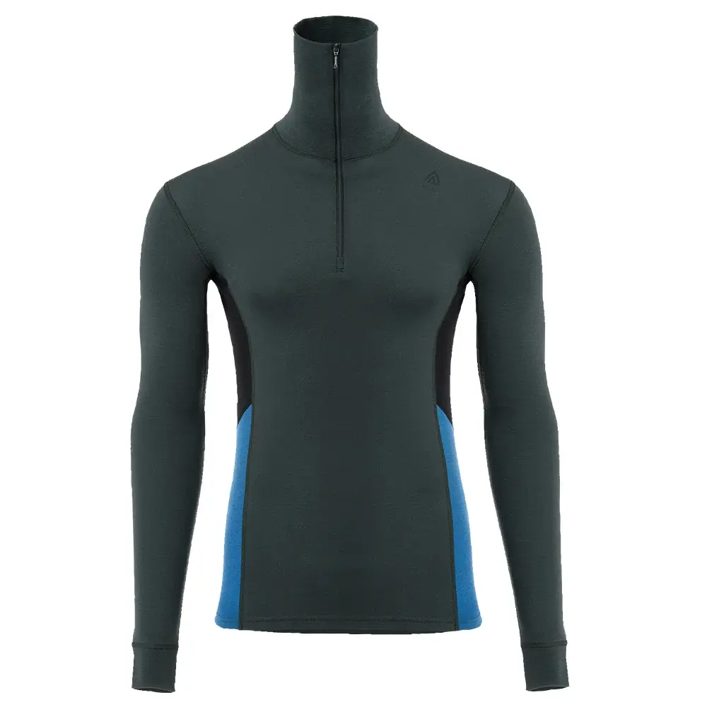Pánske termotriko Aclima WarmWool Polo Men green gables / corsair / jet black