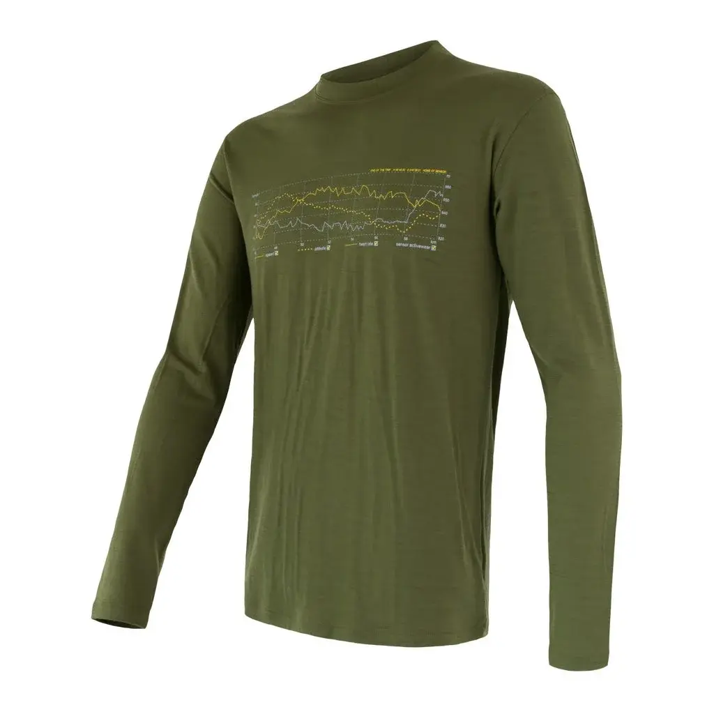 Sensor Pánske funkčné tričko s dlhým rukávom Sensor Merino Active PT Track safari