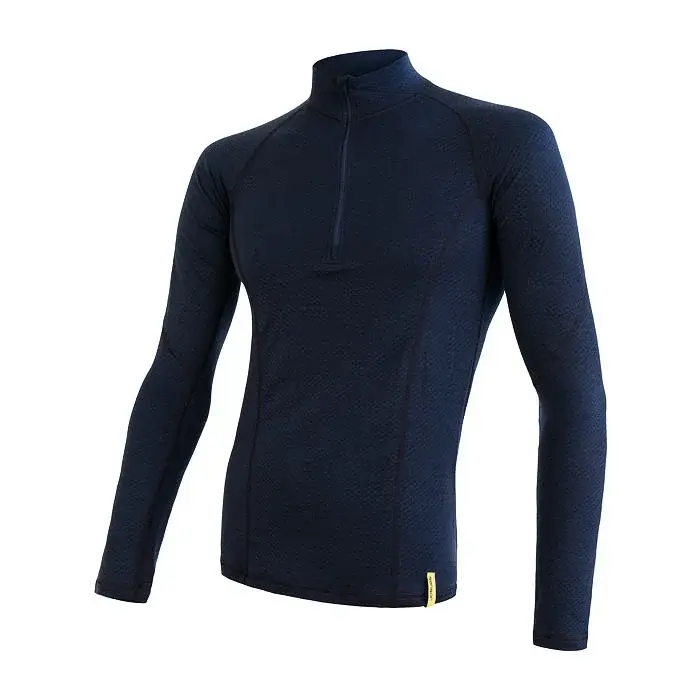 Sensor Pánske funkčné tričko s dlhým rukávom a zipsom Sensor Merino DF deep blu