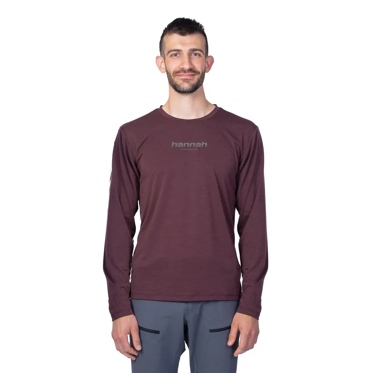 Pánske tričko s dlhým rukávom Hannah Bine L/S red mahogany