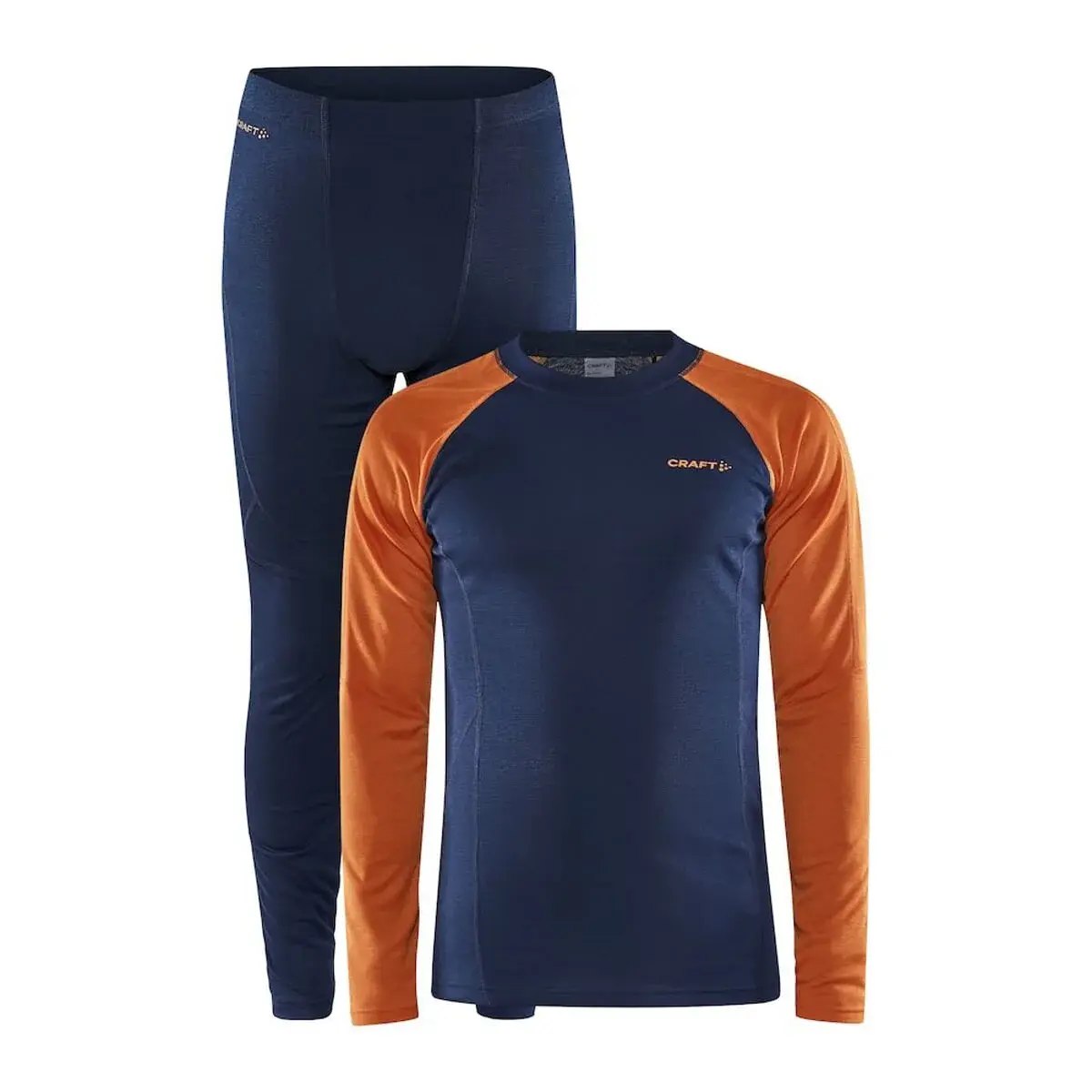 Pánsky set funkčných nohavíc a trička Craft Core Warm Baselayer Tmavo modrá s oranžovou