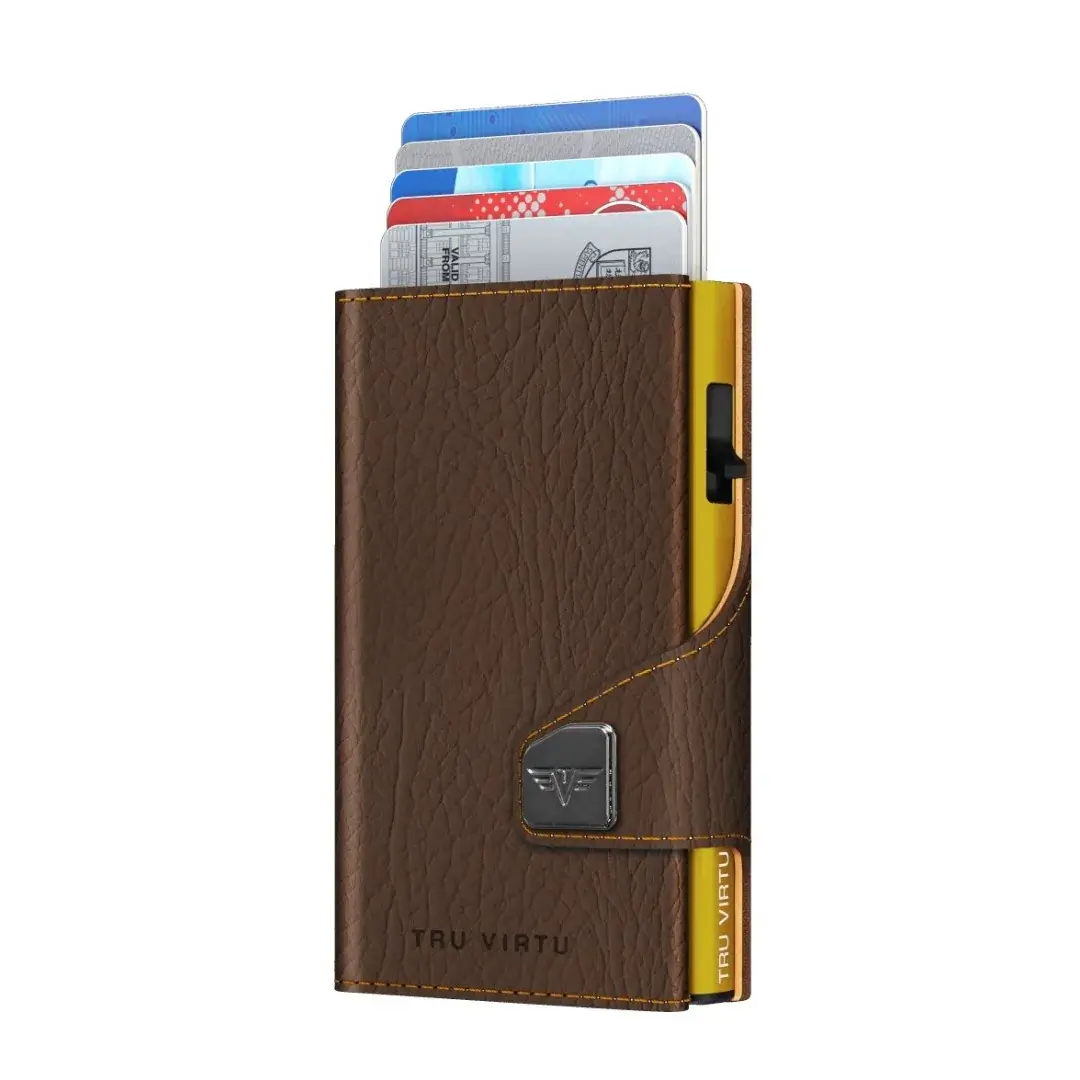 Tru Virtu Peňaženka Tru Virtu CLICK & SLIDE Vegan Bio Bamboo Brown Bark/Gold