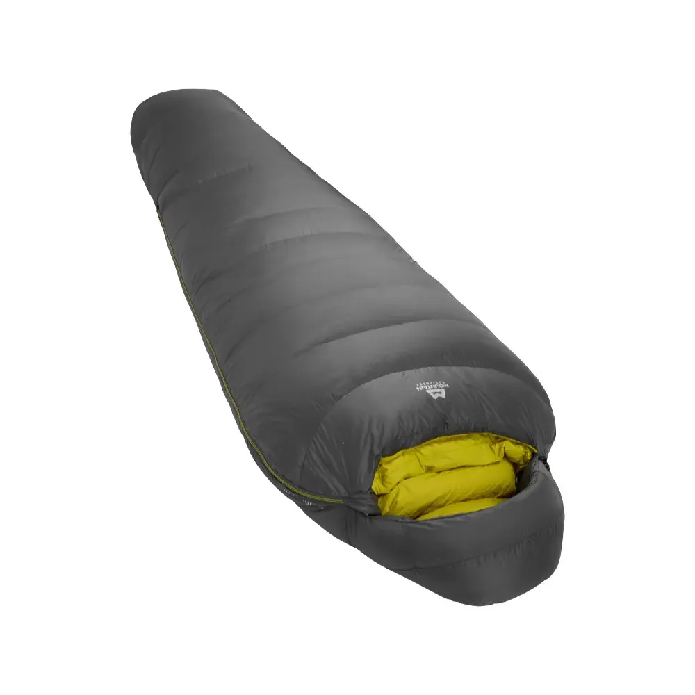 Páperový spací vak Mountain Equipment Helium GT 800 Regular Anvil Grey Ľavý