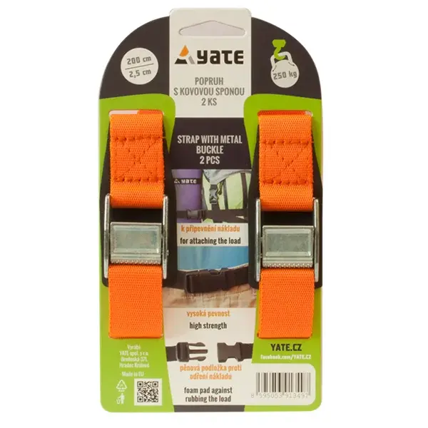 Yate Popruh Yate s kovovou sponou 2,5x200 cm - 2 ks - mix farieb