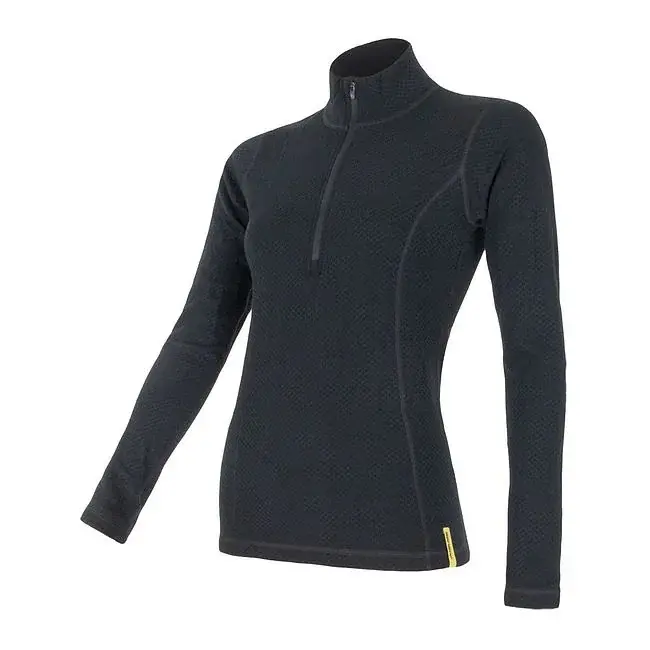 Dámske tričko Sensor Merino DF Zip dl. rukáv čierna