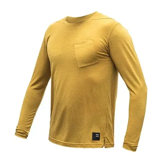 Pánske tričko Sensor Merino Air traveller dl.rukáv mustard