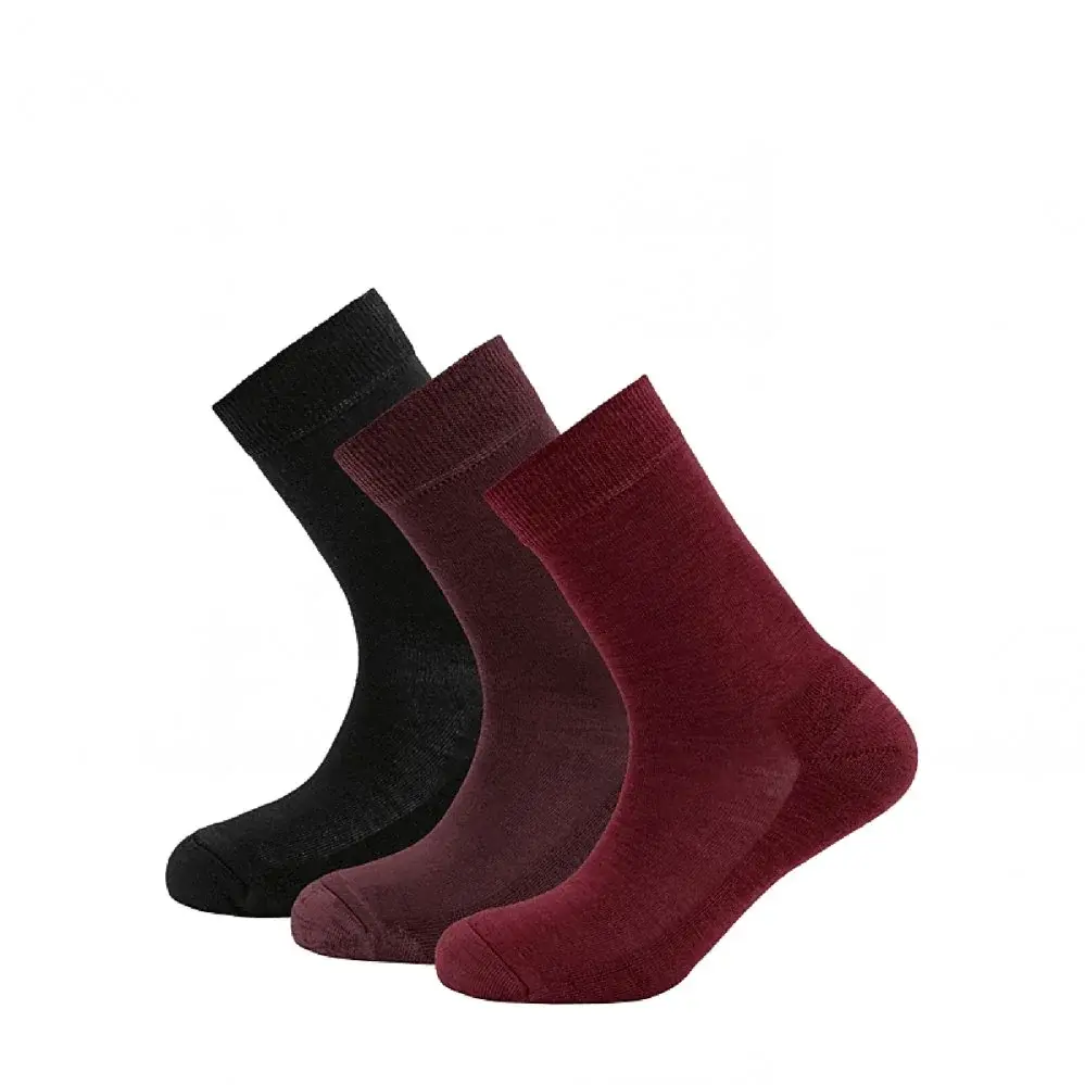 Devold Set dámskych vlnených ponožiek Devold Daily merino Medium 3pack WMN beetroot 36-40