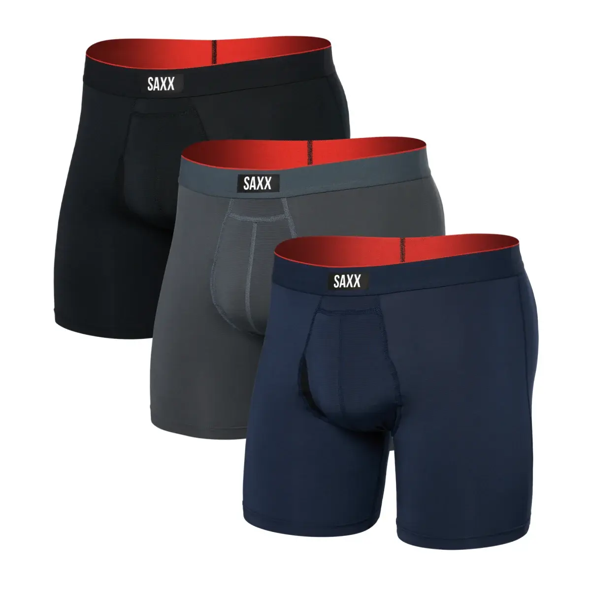 Set pánskych boxerek SAXX Multi-Sport Mesh Boxer Brief Fly 3Pk Turbulence/Navy/Black