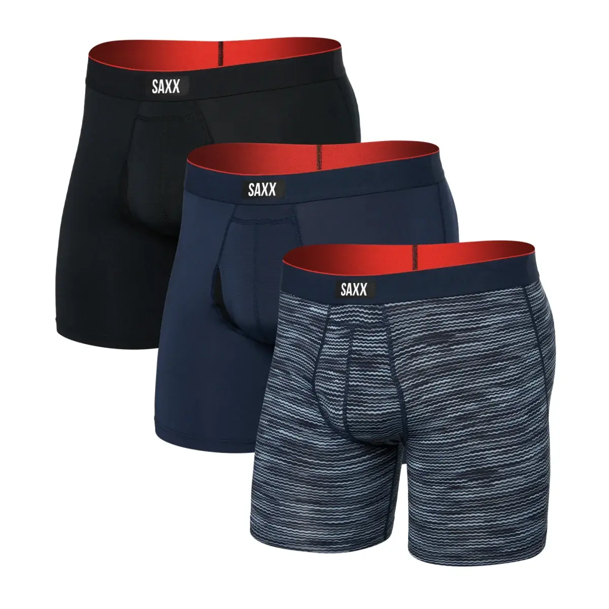 Set pánskych boxeriek SAXX Multi-Sport Mesh Boxer Brief Fly 3Pk Wavelength/Navy/Black
