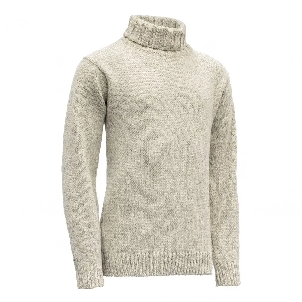 Devold Unisex turistický sveter Devold Nansen Wool High Neck Grey Melange