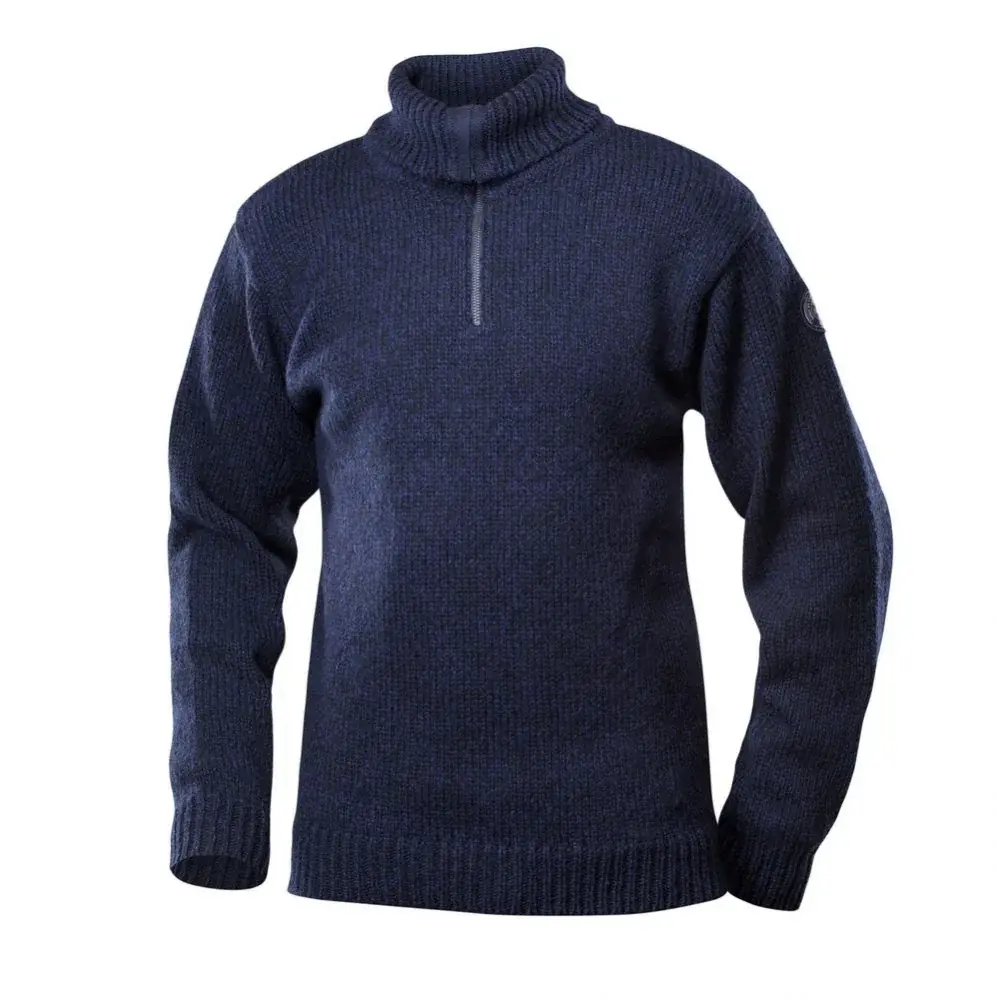Devold Unisex turistický sveter Devold Nansen Wool Zip Neck Dark Blue Melange