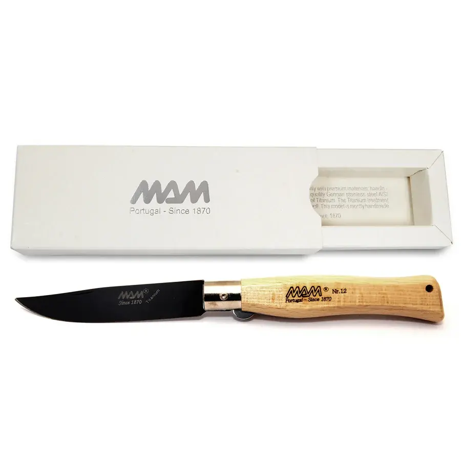 MAM Zatvárací nôž s poistkou MAM Douro 5004 Black Titanium 7,5 cm buk